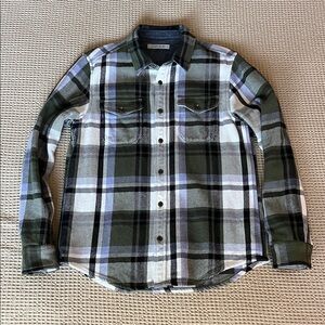 Outerknown Men’s Medium Organic Cotton Blanket Shirt green, blue, white, black